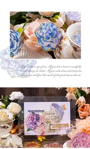 Floral and anime girl stickers for scrapbooking in a soft French romantic setting