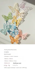 Macro detail of intricate laser-cut paper butterflies in various pastel colors