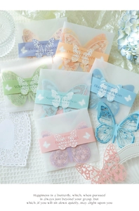 Macro detail of laser-cut butterfly lace paper stickers for journaling decoration
