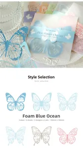 Detailed macro of 100mm hollow lace butterfly decorative paper for scrapbooking 6pcs