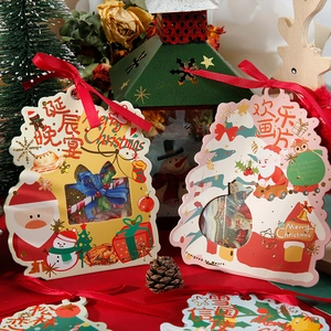 Weihnachts-Geschenkanhänger Set mit roten Bändern und festlichen Illustrationen