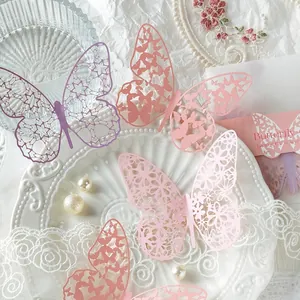 Delicate hollow butterfly lace stickers in pastel colors for scrapbooking decoration