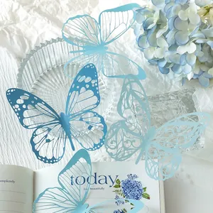 Delicate laser-cut blue butterfly decorative paper for scrapbooking and creative DIY crafts