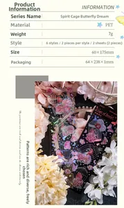 Detail view of Dreamy Cage & Butterfly PET stickers with elegant floral motifs and gold foil