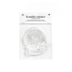 20pcs clear PET stickers set featuring white line art castle and crystal ball designs