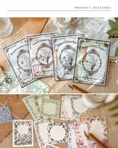 Macro view of Forest Letter Series vintage botanical paper with floral patterns