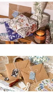 Vintage botanical stationery set featuring butterfly floral stickers and kraft envelopes