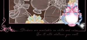 Close-up of vintage floral perfume bottle PET stickers for scrapbooking and DIY crafts