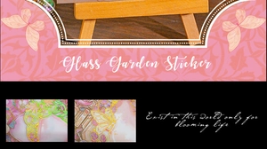 Detail view of Glass Garden PET stickers featuring gold foil floral and butterfly designs