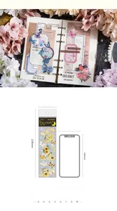 Detailed PET stickers featuring golden sunflowers and butterfly motifs for journaling