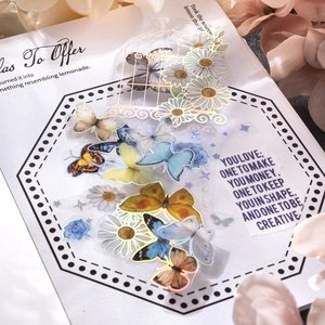 Holographic PET birdcage and butterfly stickers set for DIY journaling and scrapbooking