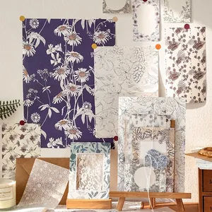 Retro botanical scrapbooking paper set with vintage floral illustrations for journaling