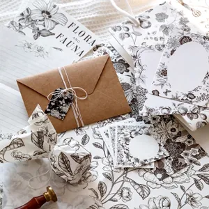 Vintage botanical stationery set with floral cards stickers and envelopes for journaling