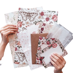 Vintage forest botanical stationery set with floral illustrations and envelopes for scrapbooking