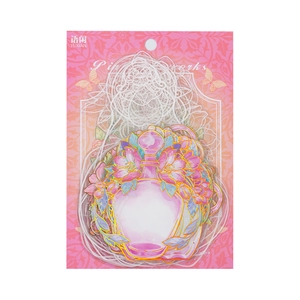 Pink floral apothecary bottle stickers with gold foil details and vintage packaging
