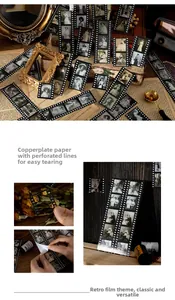 Details von Vintage-Filmaufklebern mit perforierten Kanten zum einfachen Abreißen
