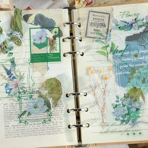 Vintage floral PET stickers for scrapbooking featuring botanical flowers and butterflies