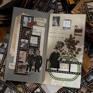 Vintage film style sticker set with 15 sheets of aesthetic retro DIY journal material