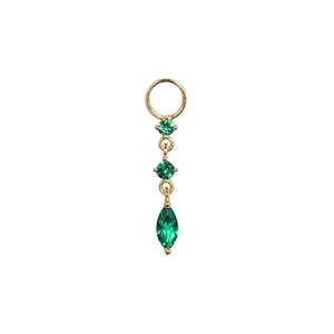 Boucles d'Oreilles Pendantes Longues en Argent Sterling 925 pour Femme Plaquées Or 18K Zircone Vert Émeraude Goutte d'Eau