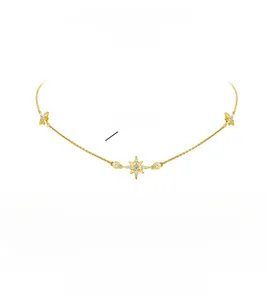 Détails du collier étoile en argent S925 avec spécifications de taille et de poids