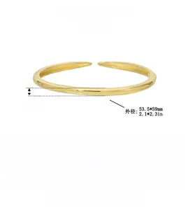 Detailed dimensions of 18K gold plated S925 sterling silver minimalist open bangle