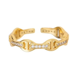 Elegant 18K gold plated S925 silver pig nose ring with sparkling cubic zirconia stones