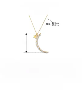 Détail du pendentif lune et étoile en argent sterling S925 plaqué or avec zircone cubique