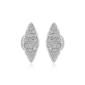 S925 sterling silver triangle stud earrings with pave-set marquise cubic zirconia diamonds