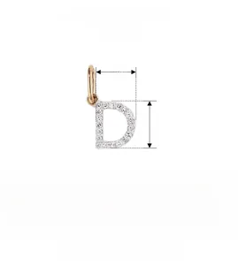 Detail of S925 silver letter D pendant with dimensions 7.8x9.3mm and technical specs