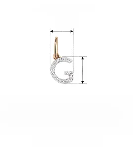 Detailed size specifications of S925 sterling silver pave-set letter G pendant