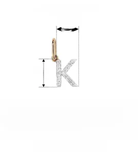 Detailed view of S925 silver letter K pendant featuring sparkling pavé diamonds