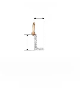 Detail of 925 sterling silver letter L pendant with pavé diamonds and plating specs