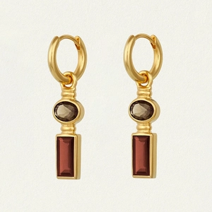 Vintage 925 Sterling Silver Maillard Style Zirconia Drop Earrings For Women 18K Gold Plated Geometric Oval Rectangle Dangle Earrings