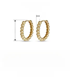 Detailed size specifications for 925 sterling silver hoop earrings with bead design