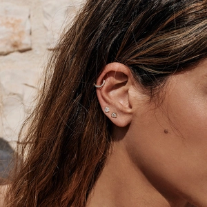 Minimalist S925 sterling silver geometric zircon stud earrings and cuff set for women