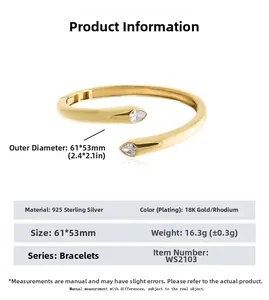 S925 sterling silver waterdrop zircon bracelet details with product specifications