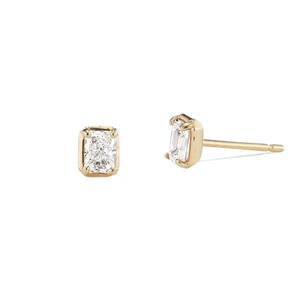 Elegant 925 sterling silver gold plated square zircon stud earrings for women