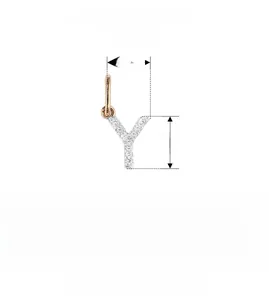 Macro detail of S925 sterling silver letter Y pendant with dimensions 6.8mm by 8.5mm