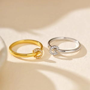 Elegant S925 sterling silver rings with crystal pave interlocking loops in gold and silver