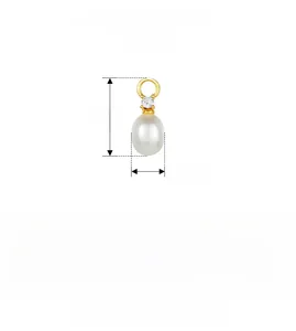 Macro view of S925 sterling silver oval pearl earring with zirconia inlay details