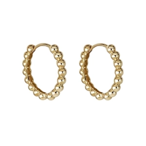 Elegant gold beaded hoop earrings in S925 sterling silver with a classic minimalist design
