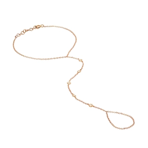 Rose gold S925 silver finger bracelet with six sparkling round-cut crystals