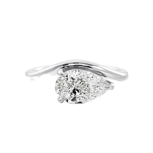 Elegant S925 sterling silver bypass ring with a pear-cut water drop zircon gemstone