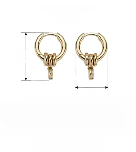 Detailed size specifications for 18K gold plated S925 sterling silver hoop earrings