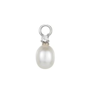 Elegant S925 sterling silver oval pearl pendant with sparkling zircon gemstone inlay