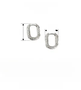 Detailed view of irregular textured 925 sterling silver hoop earrings with dimensions