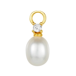 Elegant S925 silver oval pearl drop earrings with sparkling zircon on a white background
