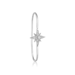 Eleganter S925 Sterlingsilber Ohrmanschette mit funkelndem Zirkon Achtzackstern-Anhänger