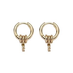 Minimalist gold plated S925 silver hoop earrings with zircon charms for women