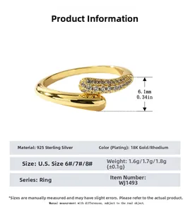 Detail eines Rings aus 925er Sterlingsilber mit 18 Karat Vergoldung und Pavé-Zirkonia